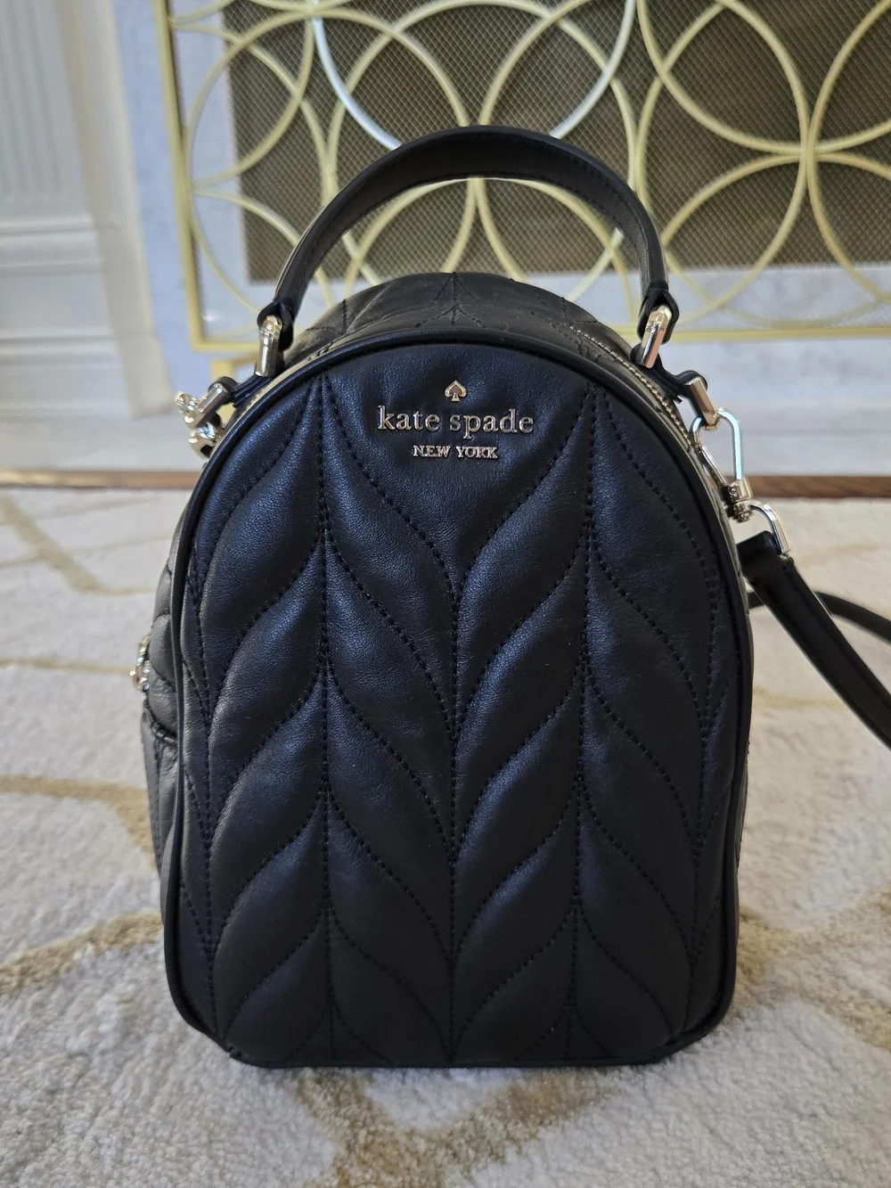 kate spade New York Quilted Black Mini Backpack
